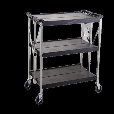 China Storage 3 Tiers Collapsible Rolling Serving Carts With 4 Mute Universal Wheels For Restaurant*Hotel for sale