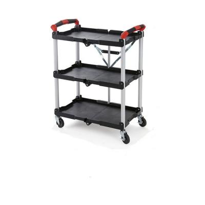 China Storage 3 Tier Trolley Foldable Carts with 4 Mute Universal Wheels for sale