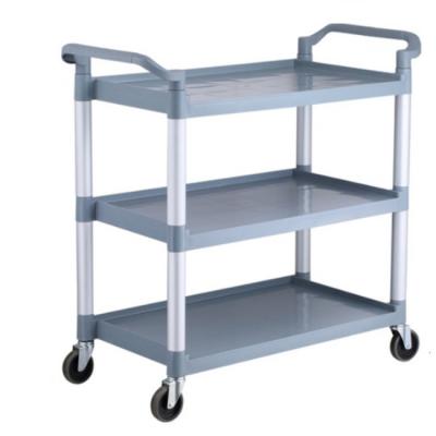 China Heavy Duty Contemporary Gray Color Plastic Hotel And Restaurant Trolley Serving Cart With Four Wheels for sale