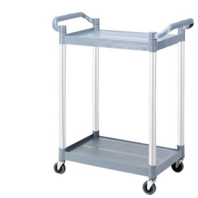 China Contemporary Wholesale 2 Tiers Hotel And Restaurant Plastic Trolley Serving Cart With Four Wheels for sale