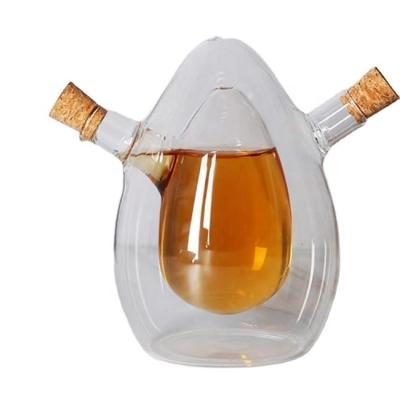 China Stocked Best Price Glass Condiment Serving Jar / Bottle 2 In 1 Vinegar And Oil Dispenser For Bars for sale