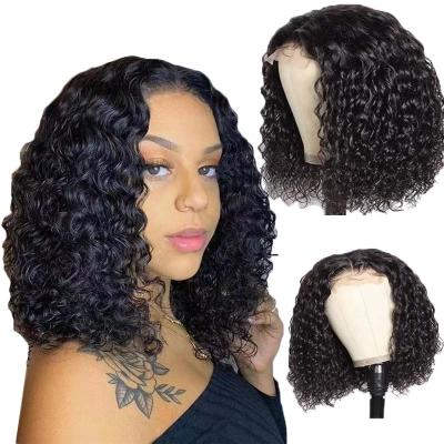 China Jerry Curl 4c Afro Curly Human Hair 4x4 Lace Front Bob Wigs For Black Women 150density Brazilian Hair 12inch 4x4 Closure Short Bob Wigs for sale