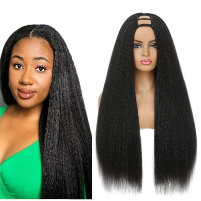 China Yaki Kinky Straight U Part Wig with Clip in Italian Coarse Yaki Human Hair Glueless U Shape Wigs for Black Women for sale