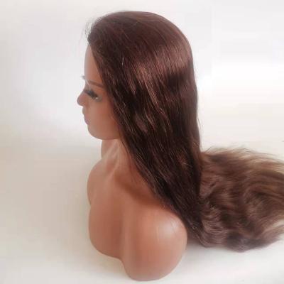 China Silky Straight Wave Human Hair Glueless Kosher Wig For Women Dark Brown High Quality Human hair Silk Top Jewish wigs ready to ship for sale