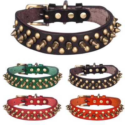 China Wholesale Training Collar Stocked Durable Pet Collar For Anti Bite Rivet Vintage Gold Bulldog Personalized Studded Dog Collar for sale