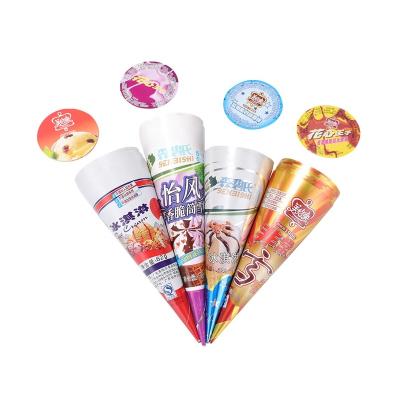 China Food safty graduate; Disposable Custom Printed Ice Cream Cone Paper Wrapping Sleeves for sale