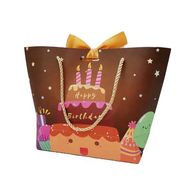 China Recyclable Custom Cute Paper Shopping Bag Birthday Gift Bag With Your Own Logo Children Gift Packaging Bag for sale