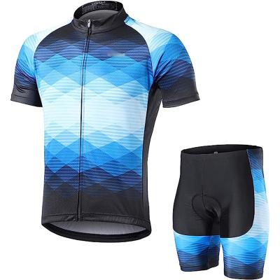 China Antibacterial Men Cycling Quick Dry Breathable Singlet Suit Shirt With 3D Cushion Shorts Padded Cycling Uniform Suit For Men for sale