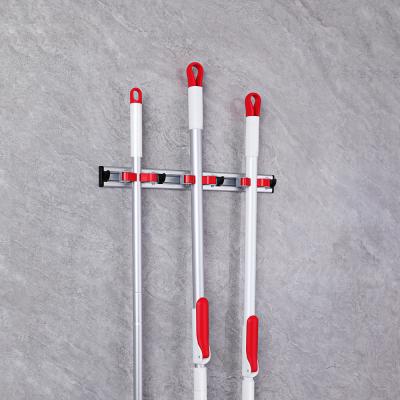 China BOONJOY Workable 3 Position With 4 Hooks Wipe Holder Wall Mounted Broom Mop Holder for sale