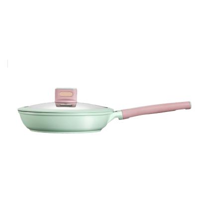 China Minimalist Breakfast Pot With Pot Cover 26Cm Green Pan Egg Fried Pan Non-Stick Pan for sale