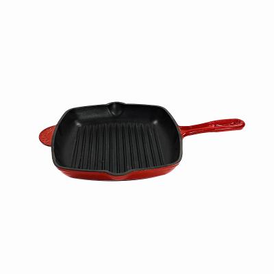 China Factory Cookware Enamel Pot Cast Iron Square Griddle Pan Wok Pan Viable Skillet Steak Steak Stick Non Stick Cookware for sale