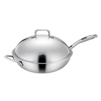 China Modern Simple Stainless Steel Cutlery Set 304 Stainless Steel Wok 32cm Cooking Pot for sale