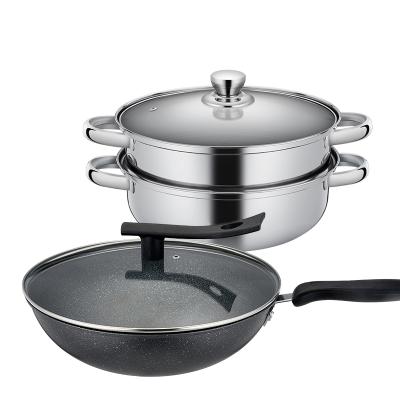 China modern cookware factory cookware set kitchen pot stainless steel dinner set iron pot for sale