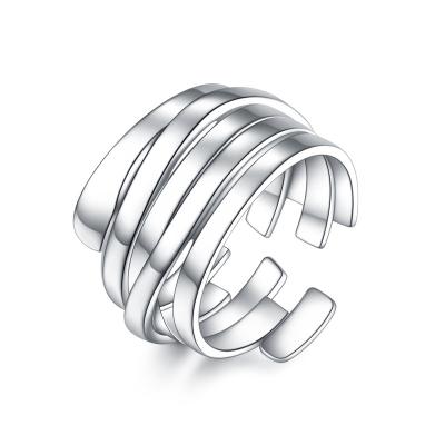 China CLASSIC Boutique S925 Sterling Silver Handmade Multilayer Winding Creative Opening Women Ring for sale