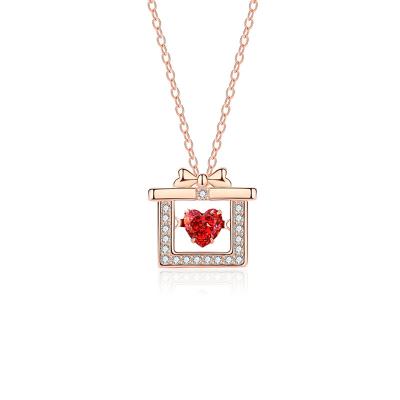 China S925 Girlfriend Birthday Gift CLASSIC Necklace With Love Heart Stone In The Middle for sale