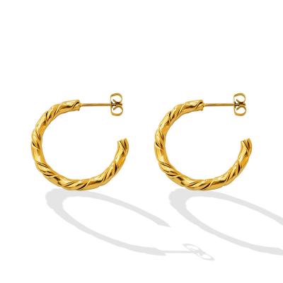 China CLASSIC temperament fried fashion accessories C dough twist, European and American INS hot spring, cool titanium steel plated studs gold for sale