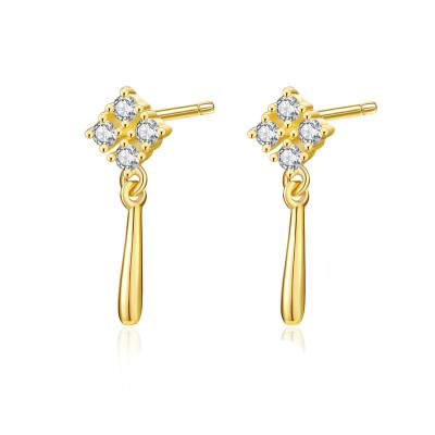 China 2022 Other New S925 Sterling Silver Earrings Simple Gold Plated Diamond Earrings for sale