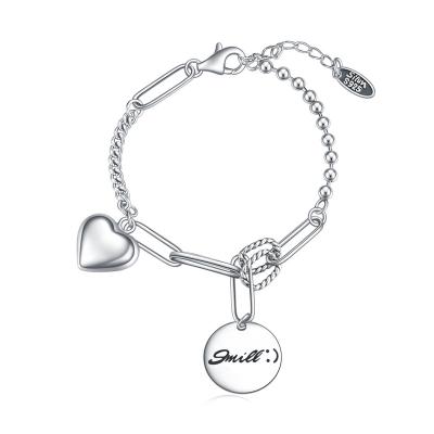 China Other Heart Bracelet Round Female Brand Hot Selling New 925 Sterling Silver Thai Silver Bracelet for sale