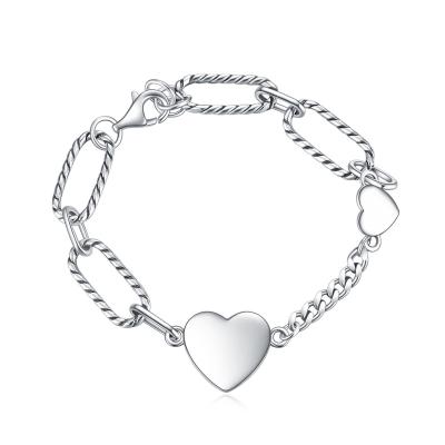 China The Other S925 Sterling Silver Heart Bracelet Female Small Silver Love Necklace Bracelet for sale