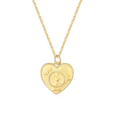 China Other S925 Sterling Silver Necklace 24K Gold Plated Geometric Heart Letter Necklace for sale