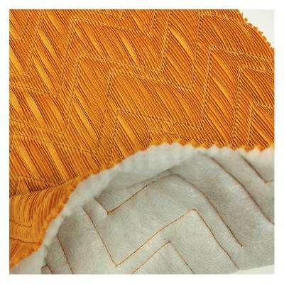 China New Design Shrink-Resistant Pleated Fabric Quilting 100% Polyester Geometric Thermal Pique Fabric For Jacket for sale