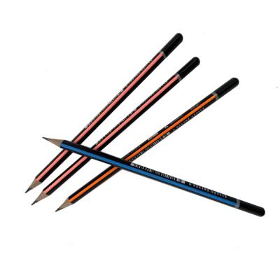 China Promotional Triangular Color HB Fluorescent Pencil Paint Wooden Sketch Pencil With Black Dip Tip for sale