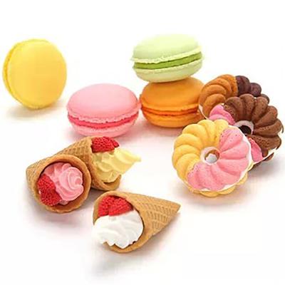 China Promotional Cute Kids Stationery School Office Student Erasers Sweet Dessert Gum Circle Macaron Circle Ice Cream Eraser Gift Reward for sale