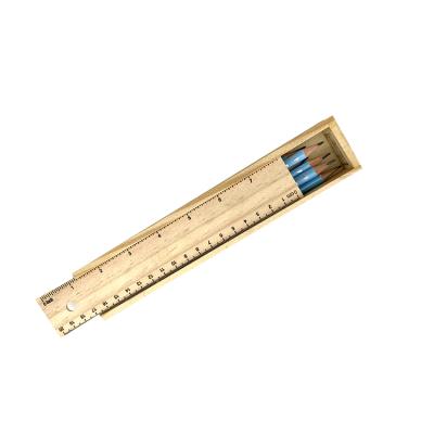 China School Student Pencil Cheap Wood Box Pack HB 2B Pencil With Ruler Set for sale