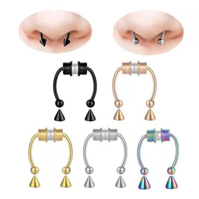 China Lead Free Nickel Free Wholesale Clip On Noserings Hole Non Pierced Ring Stainless Steel Body Nose Piercing Jewelry for sale