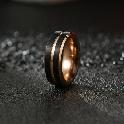 China Vintage American Standard Men's Ring Mens Jewelry Size Tungsten Steel Ring Rose Gold And Black Ring for sale