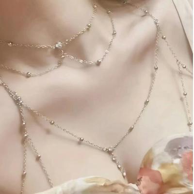 China European and American fashion jewelry body chain choker backless sexy backless diamond clavicle body chain jewelry woman for sale