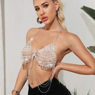 China Diamond Bra Chain Waist Chain Jewelry Sexy Rhinestone Body Chain Women's Body Chain Fashion Beach Jewelry Bikini Fringe Jewelry for sale