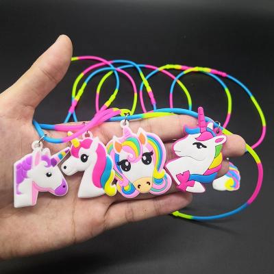 China Girs Kids Toys Game Set Capsule Toys PVC Plastic Charm Unicorn Necklace for sale