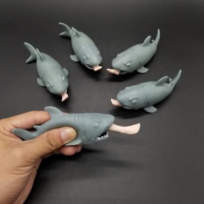 China Vending Machine Novelty PVC Squeeze Toy Surprise Capsule Stress Out Animal Kids Toys Jump Shark Eat Leg Shark Toys for sale