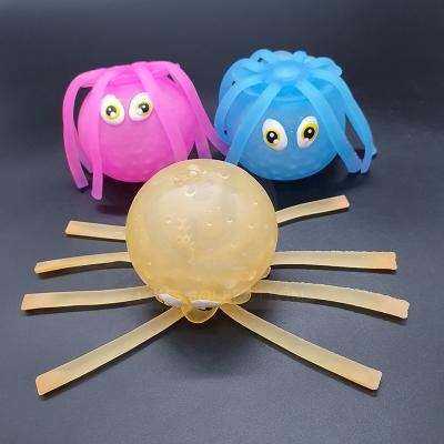 China Wholesale Plastic TPR Sea Animals Exhale Toys For Kids TPR Squeeze Ball With Beads Octopus Toy for sale