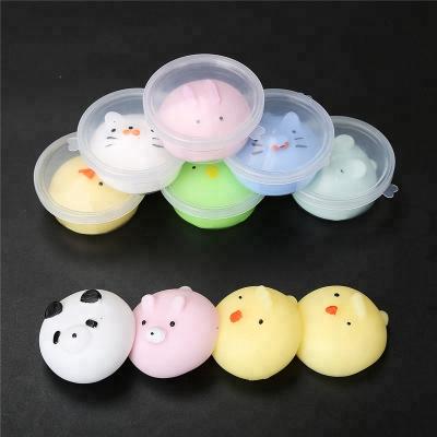 China Hot Selling Amazon TPR Relaxation Mochi Squishy Sticky Soft Cute Animal Toy With Round Box for sale