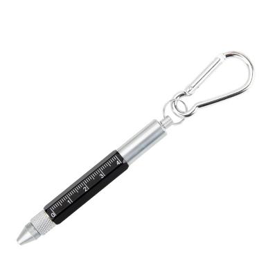 China Capacitive Touch Screen 6 in 1 Multi Function Stylus Pen Mini Metal Pen With Key Ring Ruler Screwdriver Metal Touch Tool for sale