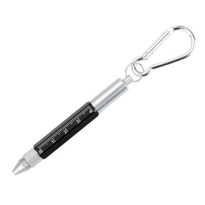 China 6 Multifunctional in 1 Multifunctional Tool Pen With Keychain Outdoor Metal Pen Screwdriver Hexagonal Carabiner Pen for sale