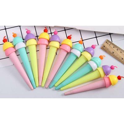 China office & School Pen Promotional Custom Novelty Plastic Cute Pen Kawaii Pen Ice Cream Tip Cartoon Gel Pen for sale