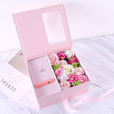 China Barber Shop Creative High Quality Lipstick Necklace Soap Flower Gift Set For Birthday Gift And Mother's Day Gift for sale