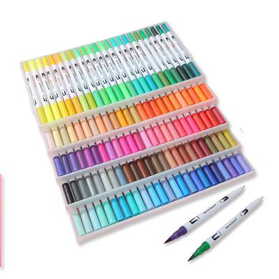 China Eco-friendly Material Hot Sale 12 /24/36/48/60/72/100/120 Colors Calligraphy Drawing Multi Color Art Dual Tips Coloring Marker Pens PP Box Package for sale