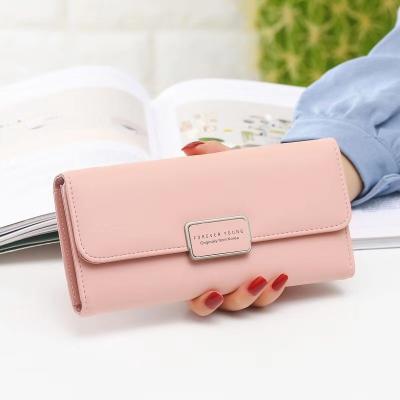 China Latest Design Waterproof Ladies Pinch Large Capacity Silver Clip Wallet Women Leather Wallet for sale