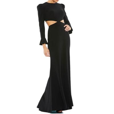 China Anti-Static Dinner Occasions Formal Dresses O Neck Long Sleeves Cut Sexy Black Evening Formal Dresses for sale