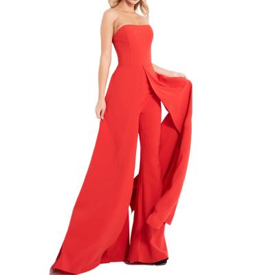 China Profession QUICK DRY Evening Open Long Pants Strapless Split Red Overalls Dresses For Women for sale