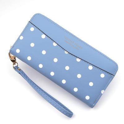 China Cute Ladies Wallets Dot Clutch Bag Large Capacity Long Waist Anti-theft Wholesale Women's Wallet With Zipper for sale