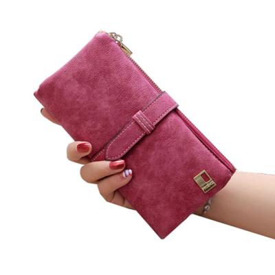 China Matte Design Hand Purse Ladies Fashion Korean Style Anti-theft Women Long Wallet Card Holder With Band for sale