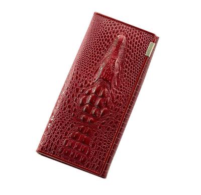 China Anti-theft Woman Wallet Genuine Crocodile Pattern Leather Ladies Grasp To Bag Long Waist Ladies Purse for sale