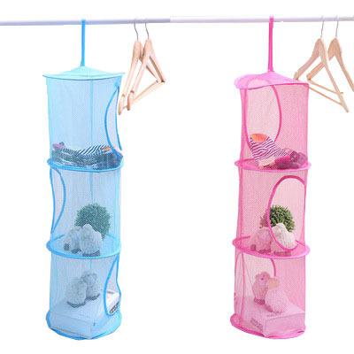 China Viable Multifunctional Sundries Baskets Ornaments Hanging Mesh Bag Foldable Underwear 3 Layer Toy Storage Organizer Basket for sale