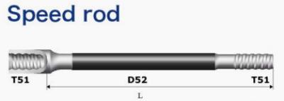 China Taladro W1 Rod de Rod Dia 46m m de la perforación de roca de la frecuencia intermedia D52 T51 1830m m en venta