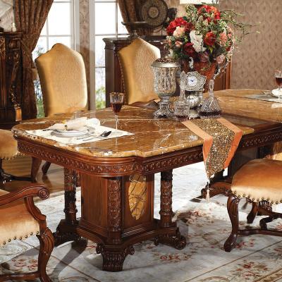 China Factory Made Convertible Dining Table Set With Elegant Luxury Royal Chairs Furniture Beside Table Solid Wood Chairs for sale